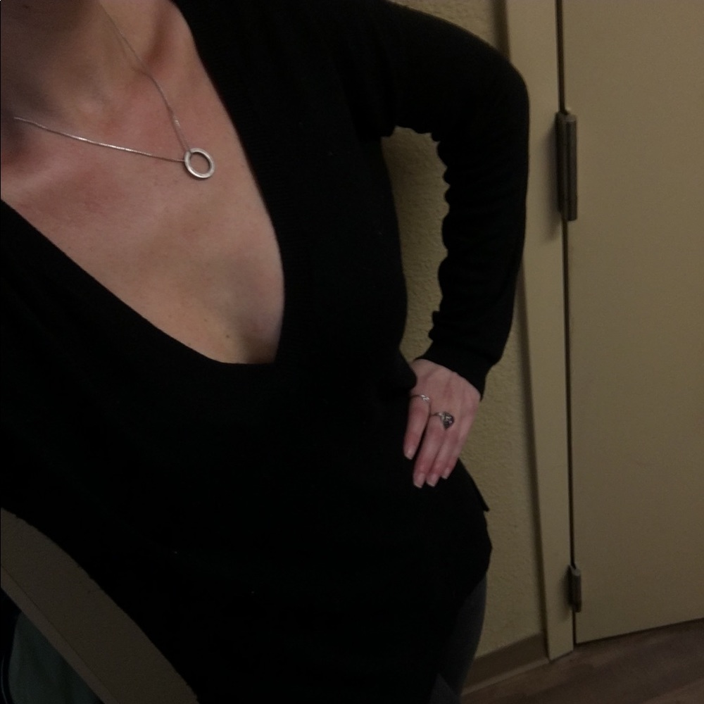 Zara double v wool blend sweater large